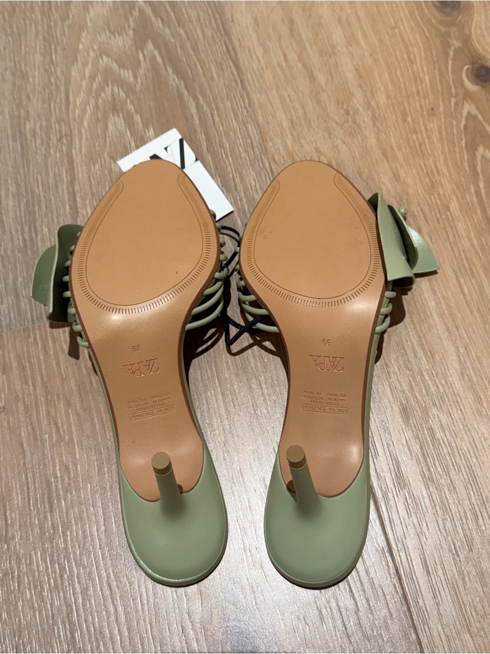 Zara Women’s Strappy Knot Mule - Sage Green - Picture 6 of 6